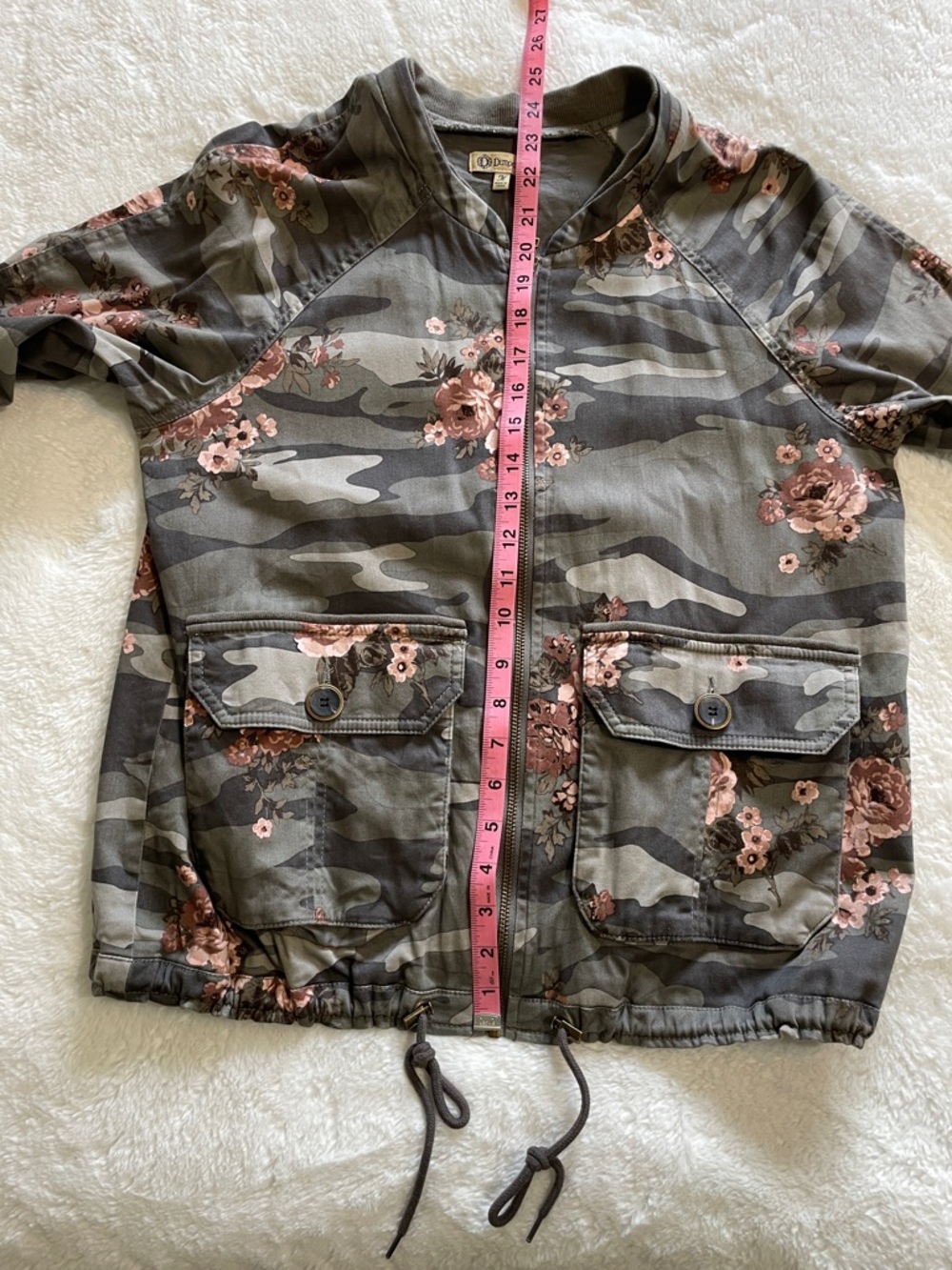🎉LAST CHANCE 🎉Democracy Floral Camo Utility Jacket - Gray & Dusty Rose - Picture 12 of 15